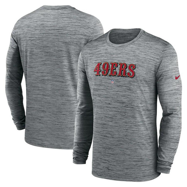Men's San Francisco 49ers Heather Gray Sideline Team Velocity Performance Long Sleeve T-Shirt